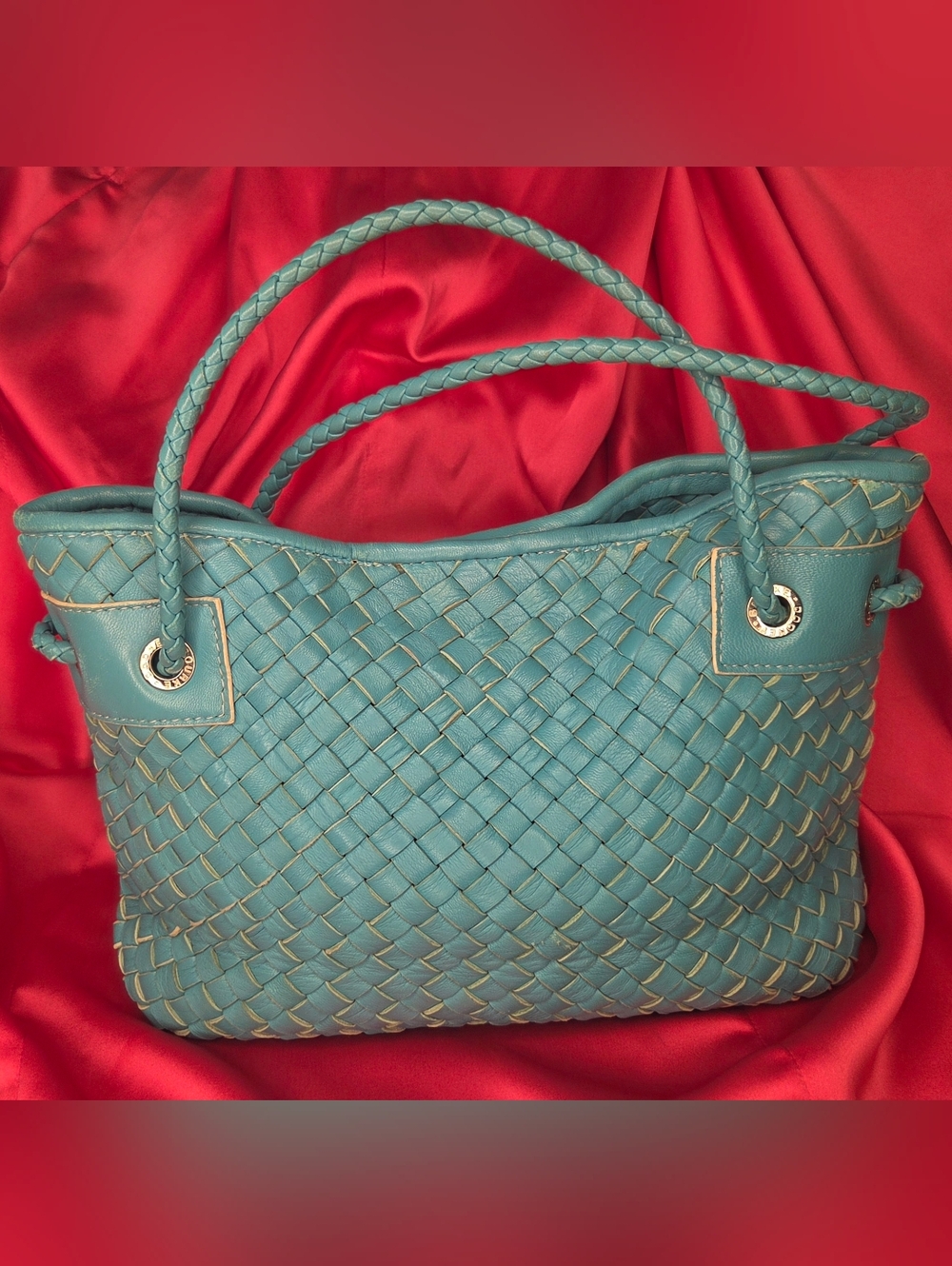 Dooney & Bourke Woven Leather Teal Tote